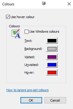 Screen shot of the IE colors window.