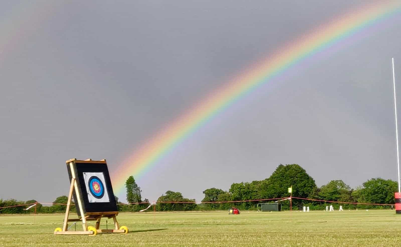 Rainbow over archery target