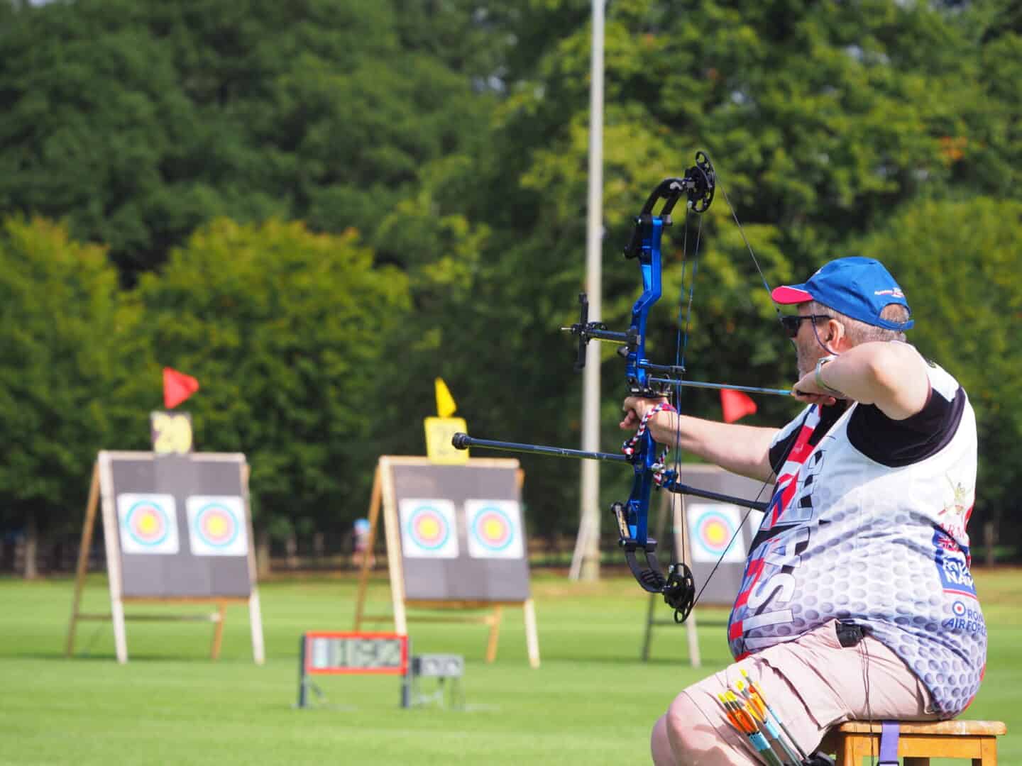 Disabled archer at a competition